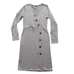 Caution to the Wind Striped Button-Front Midi Dress Brown White Size XS/S